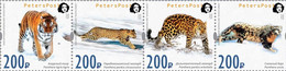 Russia 2021 Peterspost 60 Ann. Of WWF 1961-2021 Wild Cats Rescued In Russia Thanks To WWF Strip Of 4 Stamps Mint - Nuevos