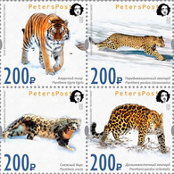 Russia 2021 Peterspost 60 Ann. Of WWF 1961-2021 Wild Cats Rescued In Russia Thanks To WWF Q-block Of 4 Stamps Mint - Felini