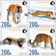 Russia 2021 Peterspost 60 Ann. Of WWF 1961-2021 Wild Cats Rescued In Russia Thanks To WWF Q-block Of 4 Stamps Mint - Ongebruikt