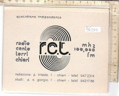 PO0534E# CARTONCINO PROGRAMMI RADIO CENTO TORRI CHIERI - Radio