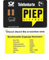 Germany - W 05  02/89 - PIEP Cityruf - DD 9966 - Early Card - Voll / Mint - W-Series: Werbekarte Der Dt. Bundespost