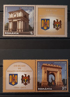 2011 - Romania - MNH - Archs Of Triumph In Chisinau And Bucharest -  Complete Set Of 2 Stamps With Labels - Neufs