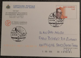 San MArino 23.5.2008 - MAZZOTTI € 0,60 - Cartolina Postale Viaggiata - Briefe U. Dokumente