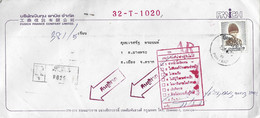 Thailand 1992 Pom Prap King Bhumibol AR Advice Of Receipt Registered Domestic Cover - Thailand
