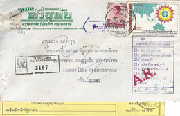 Thailand 1980 Ratchadamnoen Radio King Bhumibol AR Advice Of Receipt Registered Domestic Cover - Thailand