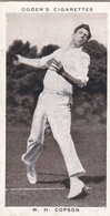 Prominent Cricketers 1938  - 5 W Copson, Derbyshire  - Ogden's  Cigarette Card - Original - Photograph - Cricket - Ogden's