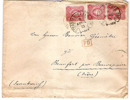 Belle Lettre Oblitération Strasbourg Strasburg Fer à Cheval 1875 Sur 3x Deutsche Reichpost Empire 10 Pf. Yvert 32 - Elsass-Lothringen