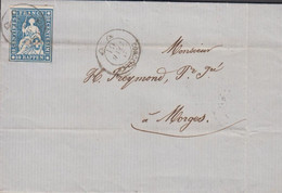 1854 - 1862. SCHWEIZ. Sitzende Helvetia. 10 RAPPEN. On Cover Cancelled CORCELLES 21 FEVR 61. Fold. Arrival... - JF425841 - Briefe U. Dokumente