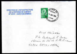 Enveloppe Oblitération SPID 262  DJIBOUTI Sodexo La Poste Du 26/08/2020 Pour La France - Militaire Stempels Vanaf 1900 (buiten De Oorlog)