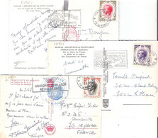 MONACO Lot De 7 Cartes Postales Avec Timbres Effigie Rainier III Tous Différents AF Et NF - Collections, Lots & Series