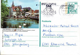 (BP)BRD Bildpostk. Wz50 (Pf)blaugrün "Schloß Neuschwanstein" P129 G13/207 "7063 Welzheim" MWST 15.5.79 WÜRZBURG - Illustrated Postcards - Used