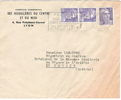 Enveloppe Commerciale Des Houillères Du Centre Et Du Midi Comptoir De Lyon + Flamme Festival De Lyon-Charbonnières - 1950 - ...