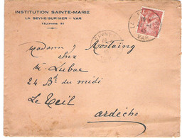Enveloppe En-tête De L'Institution Sainte-Marie De La Seyne Sur Mer Var 1943 - 1900 – 1949