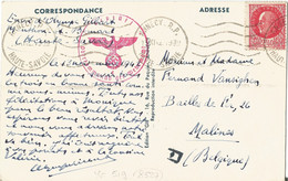 FRANCE - Yv #519 ALONE FRANKING PC (VIEW OF LAC D'ANNECY) TO BELGIUM - 1942 - 1921-1960: Moderne