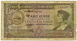 CAPE VERDE - 5 ESCUDOS - 15.11.1945 - Pick 41 - Bartolomeu Dias - Capo Verde