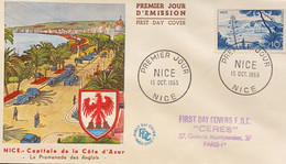 P) 1955 FRANCE, FDC, COVER OF NIZA, RETREAT PLACE FOR THE EUROPEAN ELITE OF THE 19TH CENTURY, LANDSCAPES STAMP, XF - Altri & Non Classificati