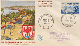 P) 1955 FRANCE, FDC, COVER OF NIZA, RETREAT PLACE FOR THE EUROPEAN ELITE OF THE 19TH CENTURY, LANDSCAPES STAMP, XF - Andere & Zonder Classificatie