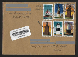 US Cover With Lighthouses Stamps Sent To Peru - Phares