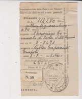 Amgot Ricevuta Di Vesamento- Capaci 9.07.1943(Giorno Prima Della Occupazione Della Sicilia)-Rara-Viaggiata Italy Italia - Anglo-Amerik. Bez.: Sicilë