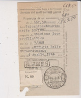 Amgot Ricevuta Di Vesamento Mezzomonreale 4.4..1944-Viaggiata Italy Italia - Occ. Anglo-américaine: Sicile