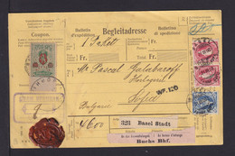 1908 - Paar 1 Fr. Mit Zufrankatur Auf Paketkarte Ab Basel Nach Bulgarien - Covers & Documents