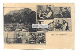 Gruss Aus Mittenwald - 1910 Used Bavaria Multiview Postcard - Herstellung Von Geigen, Bratschen Und Celli - Mittenwald