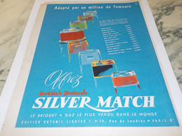 ANCIENNE PUBLICITE BRITISH BUTANIE  BRIQUET SILVER MATCH 1955 - Autres & Non Classés