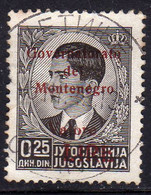 MONTENEGRO 1942 SOPRASTAMPA ROSSA VALORE LIRE 25p USATO  USED OBLITERE' - Montenegro