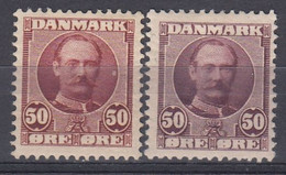 ++M1745. Denmark 1907. Michel 58 In 2 Shades. MH(*) Hinged - Ungebraucht