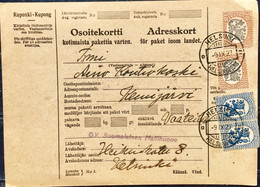 FINLAND 1927 OSOITEKORTTI ADRESSKORT HELSINKI, HEUUJARVI CANCELLATION NICE CARD - Covers & Documents