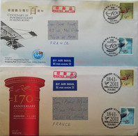 2 FDC Ayant Voyagé De Hong Kong Oiseaux 2011 En L'état - Storia Postale