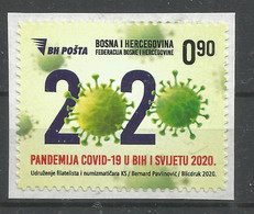BH 2020 COVID 19, Sarajevo Canton BOSNA AND HERZEGOVINA, 1v, MNH - Bosnië En Herzegovina