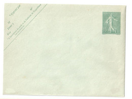 Enveloppe Entier Postal 15 C Semeuse Lignée Mill 507 Format 123x96 Mm Yv 130-E1 Storch B11 - Enveloppes Types Et TSC (avant 1995)