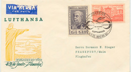 BRASILIEN 17.8.1956, Selt. Kab.-Erstflug Der Dt. Lufthansa Von Rio De Janeiro N. Frankfurt (Haberer/Sieger 83/66), R! - Poste Aérienne