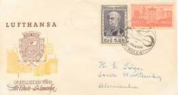 BRASILIEN 17.8.1956, Selt. Kab.-Erstflug Der Dt. Lufthansa Von Sao Paulo N. Frankfurt (Haberer/Sieger 87/70), R! - Poste Aérienne