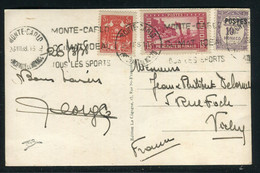 Monaco - Affranchissement Varié De Monte Carlo Sur Carte Postale Pour Vichy En 1938 - Ref N 150 - Covers & Documents