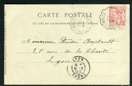 Monaco - Oblitération Ambulant Sur Carte Postale Pour Lyon En 1903 - Ref N 154 - Brieven En Documenten