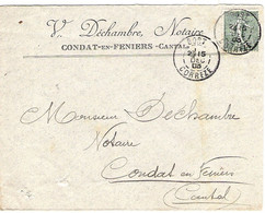 Enveloppe En-tête V.Déchambre Notaire à Condat En Feniers Cantal 1903 - 1900 – 1949