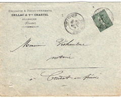 Enveloppe En-tête Escompte Et Recouvrements Dellac & Vve Chastel à Allanche Cantal 1906 - 1900 – 1949