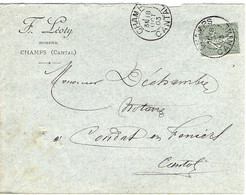 Enveloppe En-tête F.Léoty Huissier à Champs Cantal 1903 - 1900 – 1949