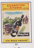 Ancienne étiquette  Allumettes France E16  Type 102  Vin Rapha - Matchbox Labels