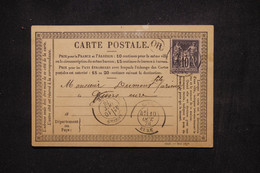 FRANCE - Cachet OR Sur Carte Précurseur Pour Gisors En 1878, Affranchissement Sage 10ct  L 110419 - Vorläufer