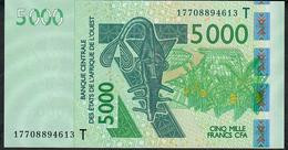 W.A.S. LETTER T TOGO  P817Tq 5000 FRANCS (20)17 2017  UNC. - États D'Afrique De L'Ouest