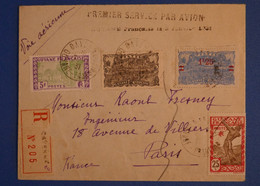 C GUYANNE BELLE LETTRE RARE RECOM. 1931 PREMIER LIAISON CAYENNE POUR PARIS FRANCE+ AFFRANCHISSEMENT PLAISANT - Cartas & Documentos