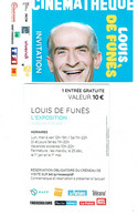 Billet Entrée Cinémathèque Paris Exposition Louis De Funès Thème Cinéma - Autres