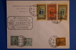 M3 TUNISIE BELLE LETTRE RECOM. 1928 TUNIS +PRO JUVENTUTE+ AFFRANCHISSEMENT PLAISANT - Briefe U. Dokumente