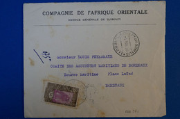 I 15 COTES DES SOMALIS BELLE LETTRE 1930 DJIBOUTI POUR BORDEAUX FRANCE + AFFRANCHISSEMENT PLAISANT - Brieven En Documenten