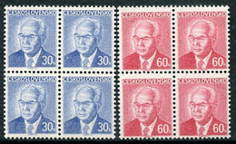 CZECHOSLOVAKIA 1975 Definitive: President Husak On Fluorescent Paper Blocks Of 4 MNH / **. Michel 2283-84y - Nuovi