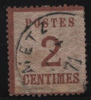 France - Timbre Alsace Lorraine N°2 - 1870 - Postes 2 Centimes - Oblitéré - Alsace-Lorraine