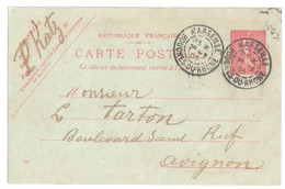 MARSEILLE Bouches Du Rhône Carte Postale Entier 10 C Semeuse Lignée Rose Sur Vert Yv 129-CP1 Storch A1 Date 434 Ob 1905 - Cartoline Postali E Su Commissione Privata TSC (ante 1995)